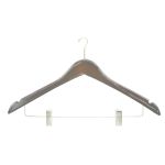 Cintre galbé pour femmes, crochet miniature avec pinces, noyer avec crochet et pinces en nickel